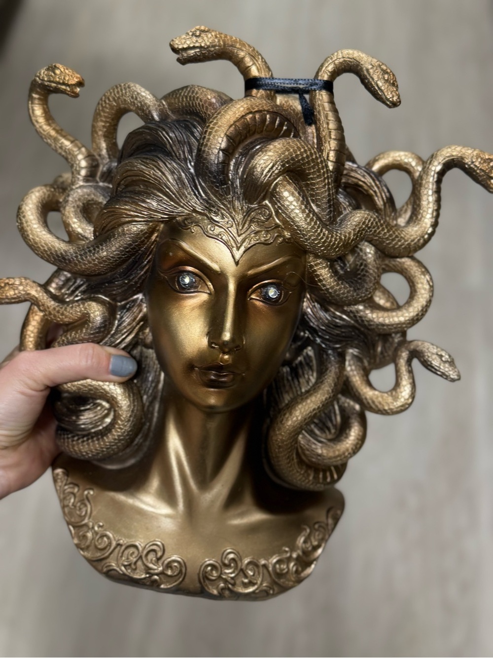 Gold Medusa Bust Wall Decor led